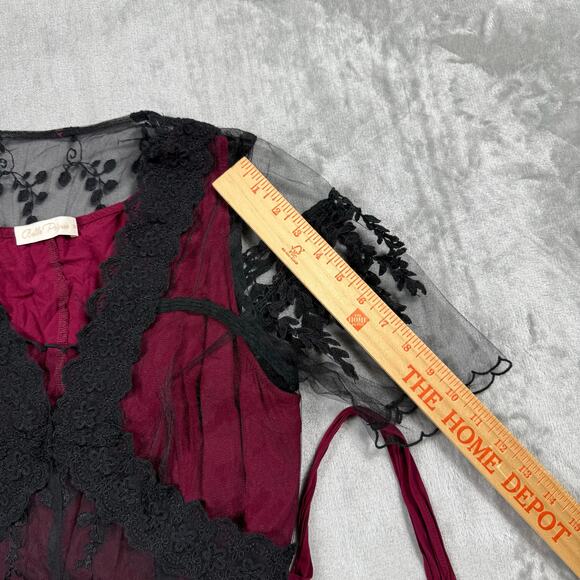 Belle Poque Victorian Ruffled Maxi Dress Medium Lace Mesh - Picture 10 of 13